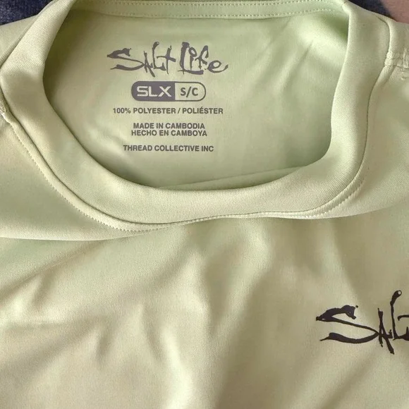 New Salt Life Performance Shirt Mens Small Green Long Sleeve UVapor UPF 50 - Picture 6 of 10